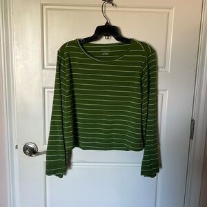 By Anthropologie green striped long sleeve shirt